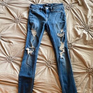 blue distressed jeans